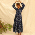 Long Sleeve Fashion Casual High Waist Maxi Dress Slim Floral Print V Neck by DailySale