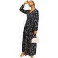Long Sleeve Fashion Casual High Waist Maxi Dress Slim Floral Print V Neck by DailySale