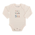 long sleeve graphic bodysuit | crawl walk ski by Finn + Emma