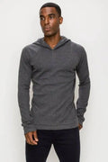 Long Sleeve Henley Hooded Top w/ Buttons by Boutique 23