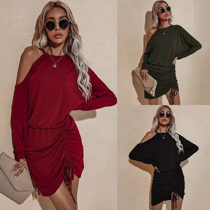 Long Sleeve Off Shoulder Sexy Loose Tie Dress by DailySale