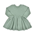 long sleeve twirl dress | Basil Green by Finn + Emma