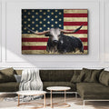Longhorn Cattle American Flag Canvas Wall Art by Tailored Canvases