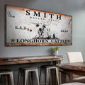 Longhorn Rustic Cattle Sign by Tailored Canvases