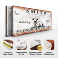 Longhorn Rustic Cattle Sign by Tailored Canvases