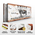 Longhorn Rustic Cattle Sign III by Tailored Canvases