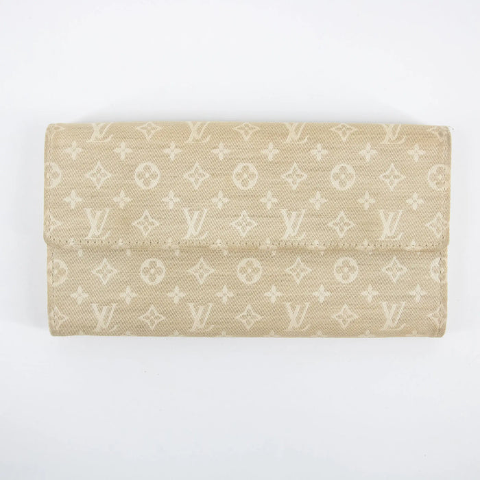 Louis Vuitton Beige Monogram Mini lin Portefeuille Sarah Wallet #2283 by Bolt Boutique