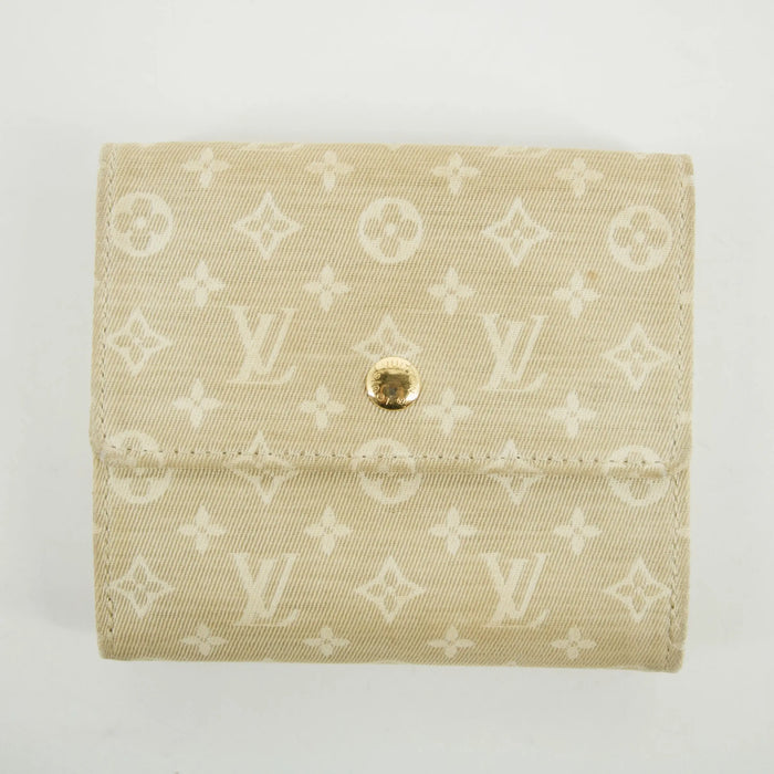 Louis Vuitton Beige Monogram Minilan Porte Monnaie Billet Credit Compact Wallet #2651 by Bolt Boutique