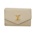 Louis Vuitton Greige Leather Portefeuille Lock Mini Compact Wallet #2655 by Bolt Boutique
