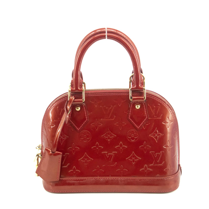 Louis Vuitton Red Vernis Alma BB Shoulder Bag w/ Strap #3642 by Bolt Boutique