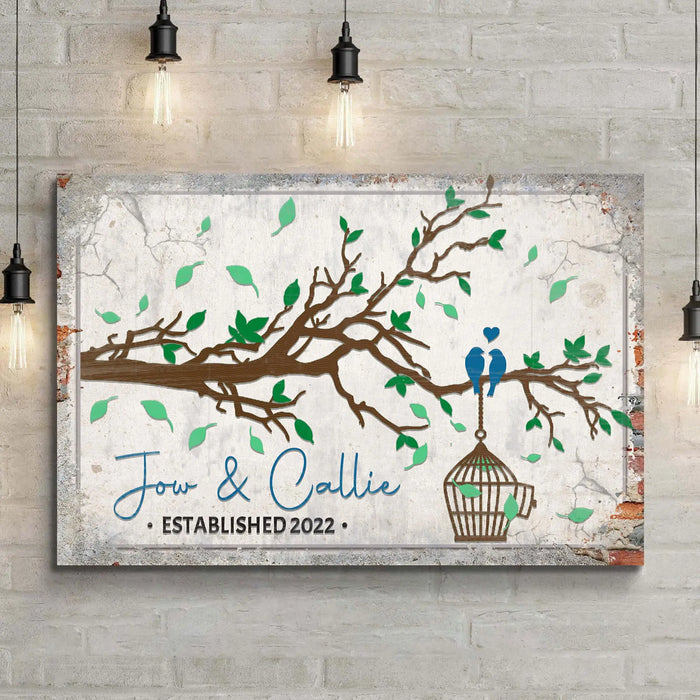 Love Birds Couple Sign by Tailored Canvases