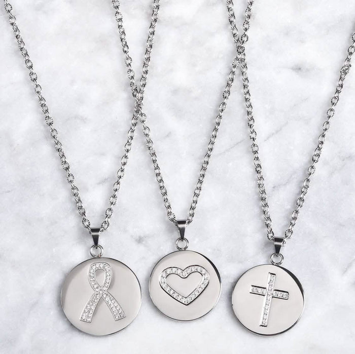 Love, Faith, & Survival Cubic Zirconia Disc Necklace by DailySale
