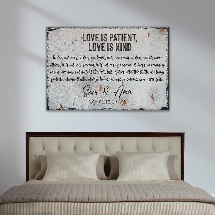 Love Is Patient, Love Is Kind Sign by Tailored Canvases