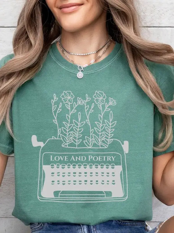 Love & Poetry Graphic Tee - Light Green by Boutique 23