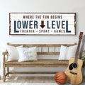 Lower Level Sign: Custom Bar Signs for Home Bar – Ideal for Personalized Basement Bar Sign by Tailored Canvases