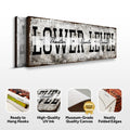 Lower Level Theater Sports Games Basement Bar Sign by Tailored Canvases
