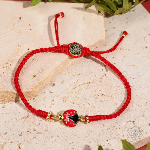 Lucky Ladybug - Four-Strand Red String Bracelet by Conscious Items