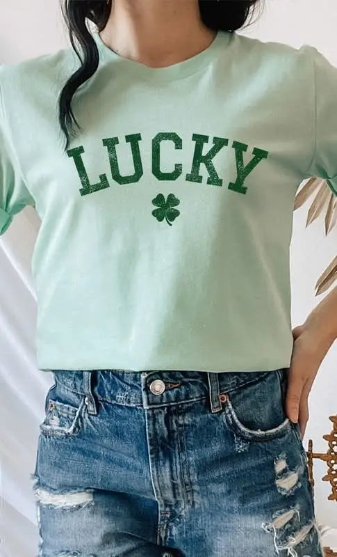 Lucky Shamrock Graphic Tee - Mint by Boutique 23