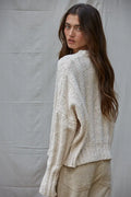 Lume Wide Ribbed Pullover: Natural by Boutique 23