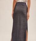 Lurex Jersey Slit Hem Maxi Skirt - Navy by Boutique 23