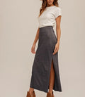 Lurex Jersey Slit Hem Maxi Skirt - Navy by Boutique 23
