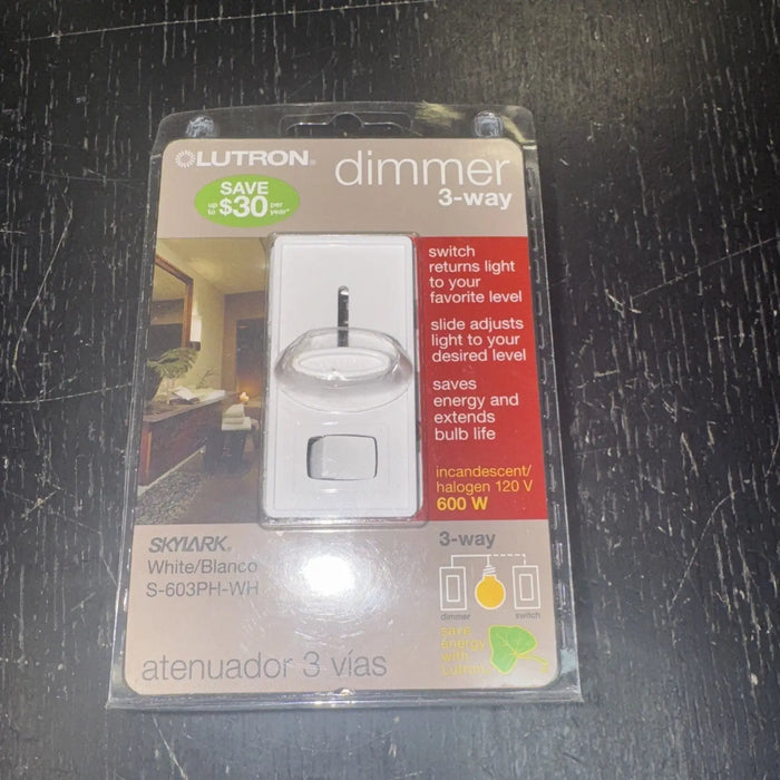 Lutron Skylark S-603PH-WH White 3-Way Incandescent Dimmer Switch by Price Is Right Miami