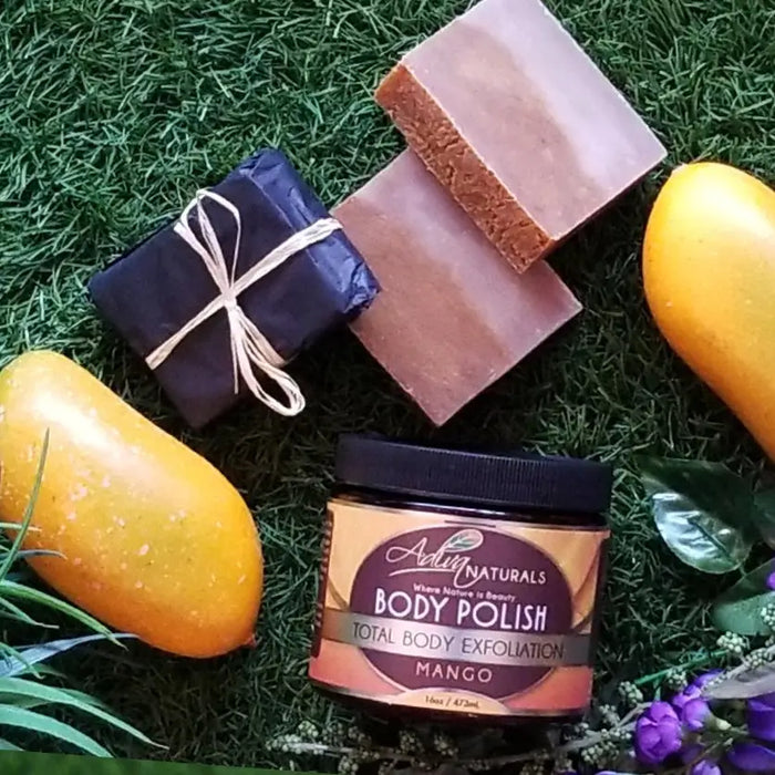 Luxurious Body Polish Scrub + 3 Soaps Set by Adiva Naturals