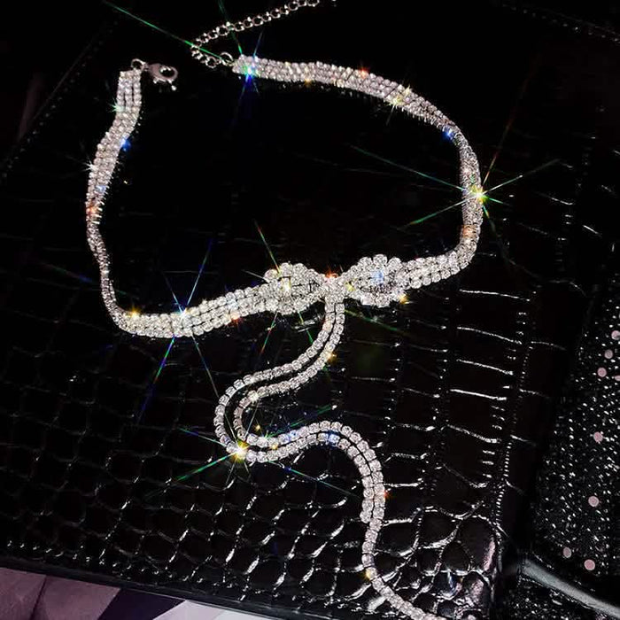 Luxury Trendy Crystal Choker Necklace Clavicle Chain Necklace For Women Wedding Fashion Jewelry Collar by DailySale