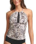 Calvin Klein Womens Snake Print Lined Mesh Tie Halter Tankini Top, Size M by Vanessa Jane
