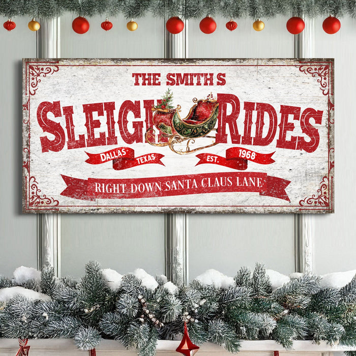 Sleigh Rides Christmas Sign IV by Tailored Canvases