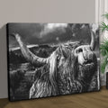 West Highland Cow Monochrome Canvas Wall Art by Tailored Canvases