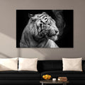 Black And White Smoking Tiger Canvas Wall Art by Tailored Canvases