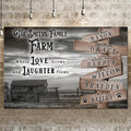 Where Love Grows And Laughter Flows Family Farm Names Sign by Tailored Canvases