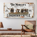 Personalized Long Horn Cattle Sign II by Tailored Canvases