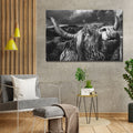 West Highland Cow Monochrome Canvas Wall Art by Tailored Canvases