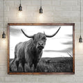 Highland Cow Black And White Portrait Canvas Wall Art by Tailored Canvases
