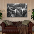 West Highland Cow Monochrome Canvas Wall Art by Tailored Canvases