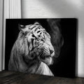 Black And White Smoking Tiger Canvas Wall Art by Tailored Canvases