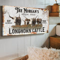 Personalized Long Horn Cattle Sign II by Tailored Canvases