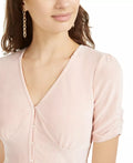 American Rag Juniors Ruched-Sleeve Rib-Knit Velvet Top by Vanessa Jane