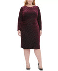 Tommy Hilfiger Women's Ruched Velvet Geometric Long Sleeve Dress ,Size 16W by Vanessa Jane