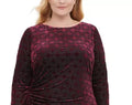 Tommy Hilfiger Women's Ruched Velvet Geometric Long Sleeve Dress ,Size 16W by Vanessa Jane