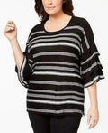 Calvin Klein Women's Ruffle-Sleeve Striped Sweater, Medium by Vanessa Jane