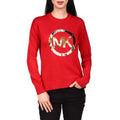 Michael Michael Kors Oversized Cotton Metallic-Logo Top - Dark Red, Size Medium by Vanessa Jane