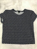 Aqua Women's Blue Top -Mock Neck Short Sleeve Chevron Texture Crop, Size Medium by Vanessa Jane