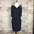 Cache Charcoal Gray Dress w/ Beaded Appliqué Size 4 by Vanessa Jane