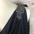 Cache Charcoal Gray Dress w/ Beaded Appliqué Size 4 by Vanessa Jane