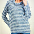 Karen Scott Cowl-Neck Pullover Heather Indigo, Size Medium by Vanessa Jane