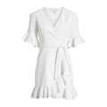WAYF Women's Kaitlyn White Ruffle Wrap Dress, Size Small by Vanessa Jane