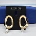 Alfani Gold-Tone Link and Imitation Pearl Drop Earrings by Vanessa Jane